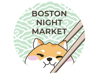 Boston Night Market 2019 Sticker Design design dog illustration shiba sticker sticker design