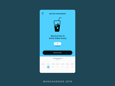 Water Reminder Apps apps bangkandar behance blue branding deribbble design designer indonesia inspiration instagram simple ui uiux water reminder