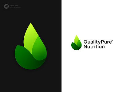 Quality Pure Nutrition Logo - Approved Concept brand brand and identity brand identity branding design drop gradient green icons leaf leaves logo logocollection modern nutrition pictorial mark protein pure water whey