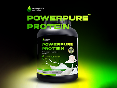 Powerpure Protein Packaging Design (QualityPure Nutrition Brand) brand brand and identity brand design brand guideline brand identity branding design green label design logo logocollection natural product nutrition package package design packaging packaging design product design protein whey