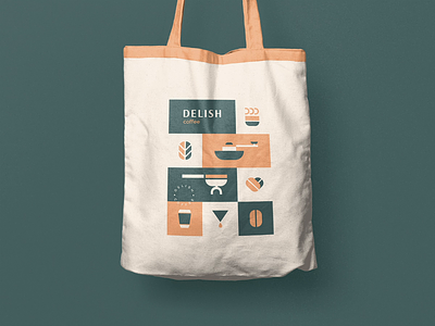Delish Coffee Brand Design on Canvas Bag brand brand agency brand and identity brand guideline brand identity branding cafe logo coffee brand coffee cup coffee icon coffee logo coffee package coffee packaging coffeeshoplogo icon set logo logo creation logo mark logocollection