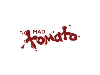 Selected then rejected custom ketchup logo mad red sauce splat tomato type typography