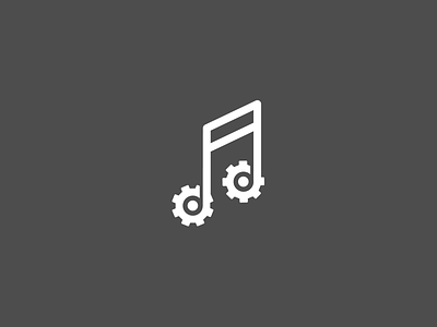 Music Factory concept factory gears grey logo music note tune white