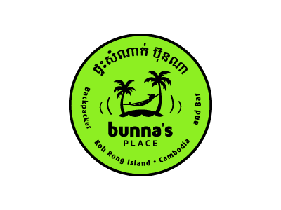 Bunna's Place concept design green island logo palm tree sound wave