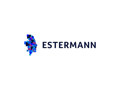 Estermann blue brand branding concept head icon identity mark pixel vector