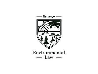Enviornmental Law attorney crest design energy environment environmental fir journal law logo mountains review shield sun water wind