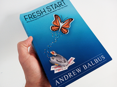 Fresh Start book butterfly cocoon cover credit-card debt design emerge fresh pixel self-help start transformation