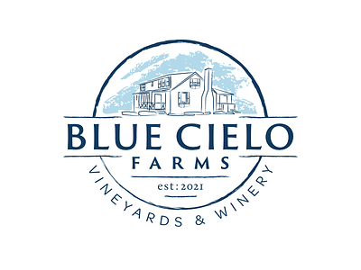 Blue Cielo Farms blue cielo design farm graphic label vineyard wine