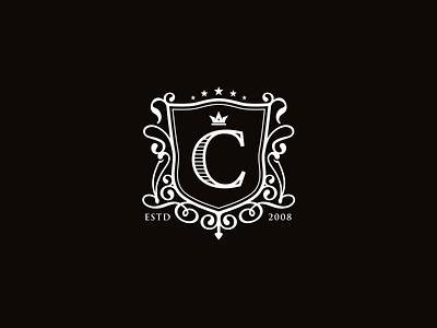 The Canteen black c cocktail crown design icon letter shield stars white