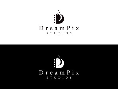 DreamPix Studios black cinematography design dream film logo monogram moon photography stars white