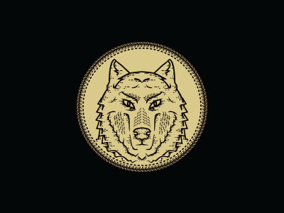 Wolf black brand clothing dark gold illustration logo stitch wolf