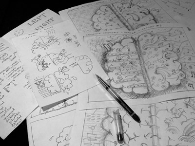 Brain hemisphere ideas brain concept hemisphere ideas ink left pen right sketch