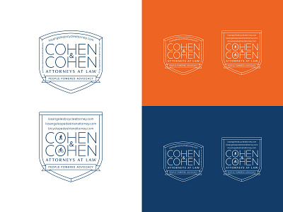 Cohen & Cohen attorney blue concept logo orange shield typography