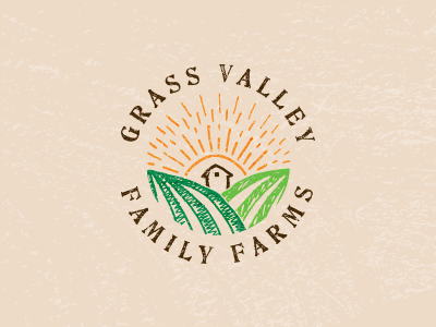 Grass Valley Family Farms burlap farm grass green hand drawn logo type valley