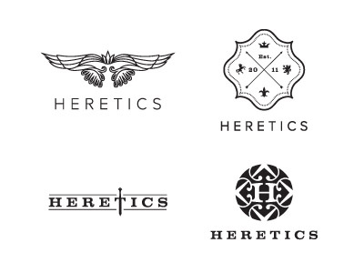 Heretics logo concepts bird brand clothing fashion heretic iconic king logo male mark pattern strong sword