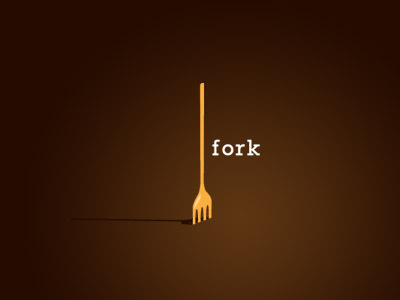 Fork brown fork illustration kitchen logo mark orange shadow