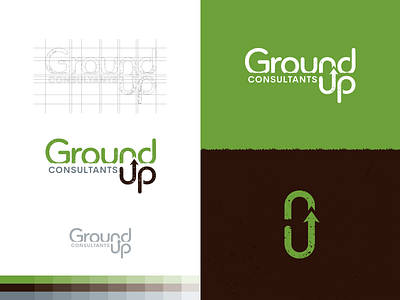 Ground Up brown consulting direction earth green ground logo plant seed type typography