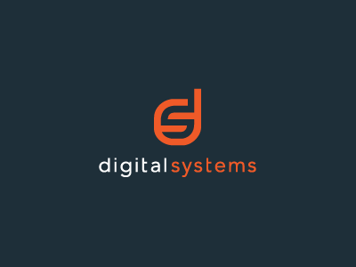 Digital Systems concept custom digital logo mark maze monogram orange technology