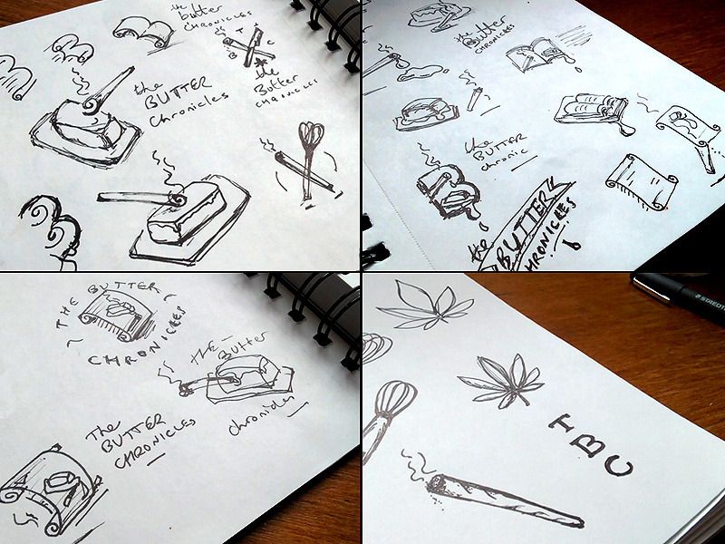 TBC Behind the scenes sketches sketch marijuana cookie edible design logo stamp medicinal whisk concept idea