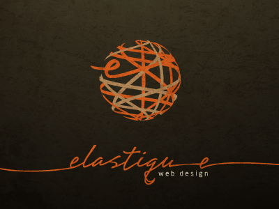 Elastique 3d ball brown design elastic graphic logo mark mobile orange sphere stretch type web