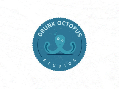 Drunk Octopus Studios blue design drunk enclosed graphic logo mark octopus studio water