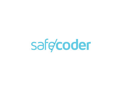 Safe Coder blue code coder coding concept idea logo mark safe type web