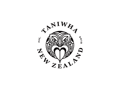 Taniwha black concept face illustration logo mark mythology māori new zealand taniwha typography vector