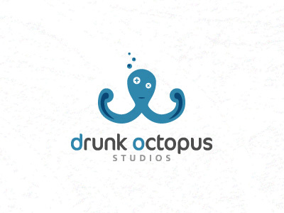Drunk Octopus Final blue design drunk graphic logo mark octopus studio water