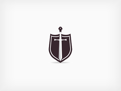 Sword & Shield design graphic logo mark open shadow shield space sword symbol