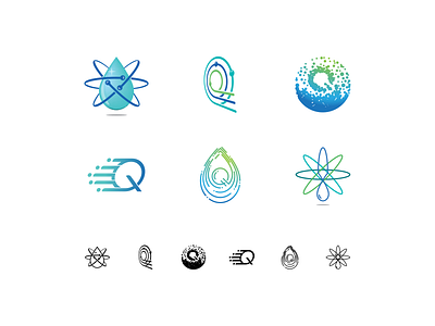 Quantum Hygiene Concepts atom blue clean cleaning concept drop green hygiene idea logo q quantum service water