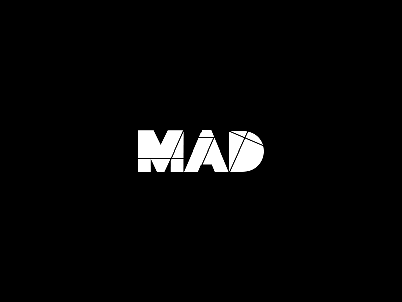 MAD type archive typography type custom idea mark monochrome white black concept logo media agency ad