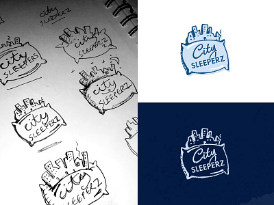 City Sleeperz blue brand city concept design graphic icon idea identity logo night pillow sketch sleep type typography