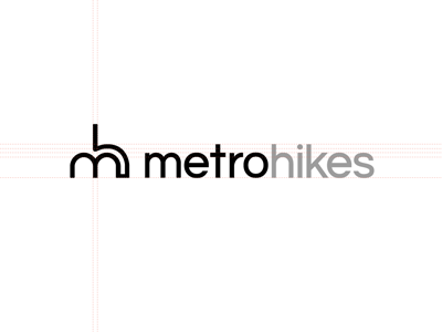 Metrohikes black grey grid hike logo metro monogram red tours walking