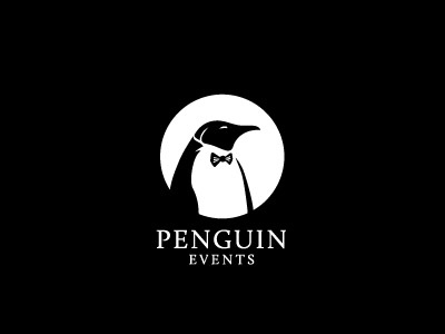 Penguin Events black bow tie classic design events logo mark penguin proud white