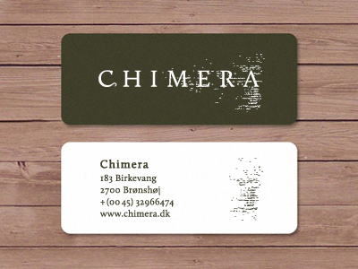 Chimera Business Card birch brand business card chimera custom danish jewellery leaf logo silver texture tree unique wood