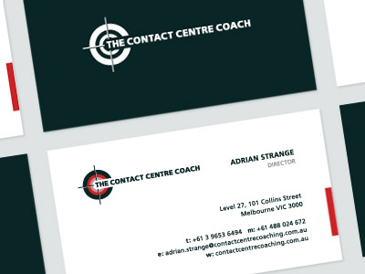 Contact Centre Coach Cards brand business card c coach learn logo presentation stationary target teach