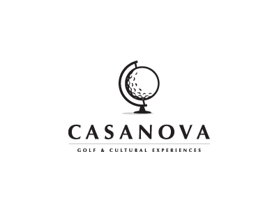 Casanova Golf black casanova concept design globe golf logo mark monochrome tour white world