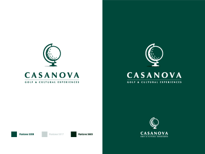 Casanova Golf Final approved black casanova colour concept design globe golf green logo mark monochrome pantone tour white world