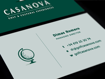 Casanova Business Card approved black business card casanova colour concept design globe golf green logo mark pantone tour white world