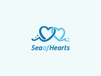 Sea of Hearts blue dating design harmony heart interlock link logo love mark ocean sea water