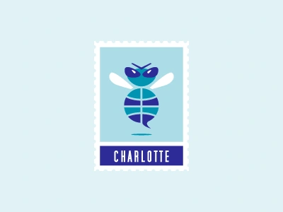 Hornets (Retro) basketball blue concept dribble graphic hornet logo playoff retro stamp sting