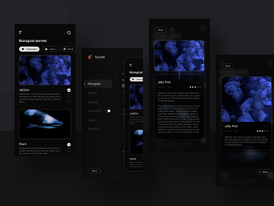 Aquarium UI Dark design typography ui