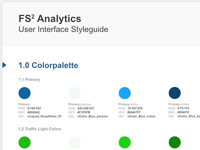 FS² UI Styleguide - Color Palette affinity designer business intelligence corporate design finance qlikview sap bi sap businessobjects styleguide ui design