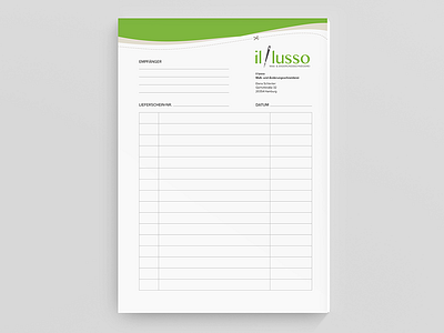 illusso Delivery Order brainding green identity logo logotype print rebranding tailor tailoring
