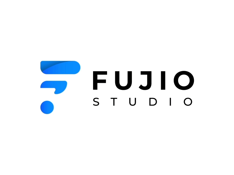 Fujio Studio Logo animation blue blue and white branding branding agency branding design design flat gif logo logo animation logo design motion motion animation motion graphic vector white