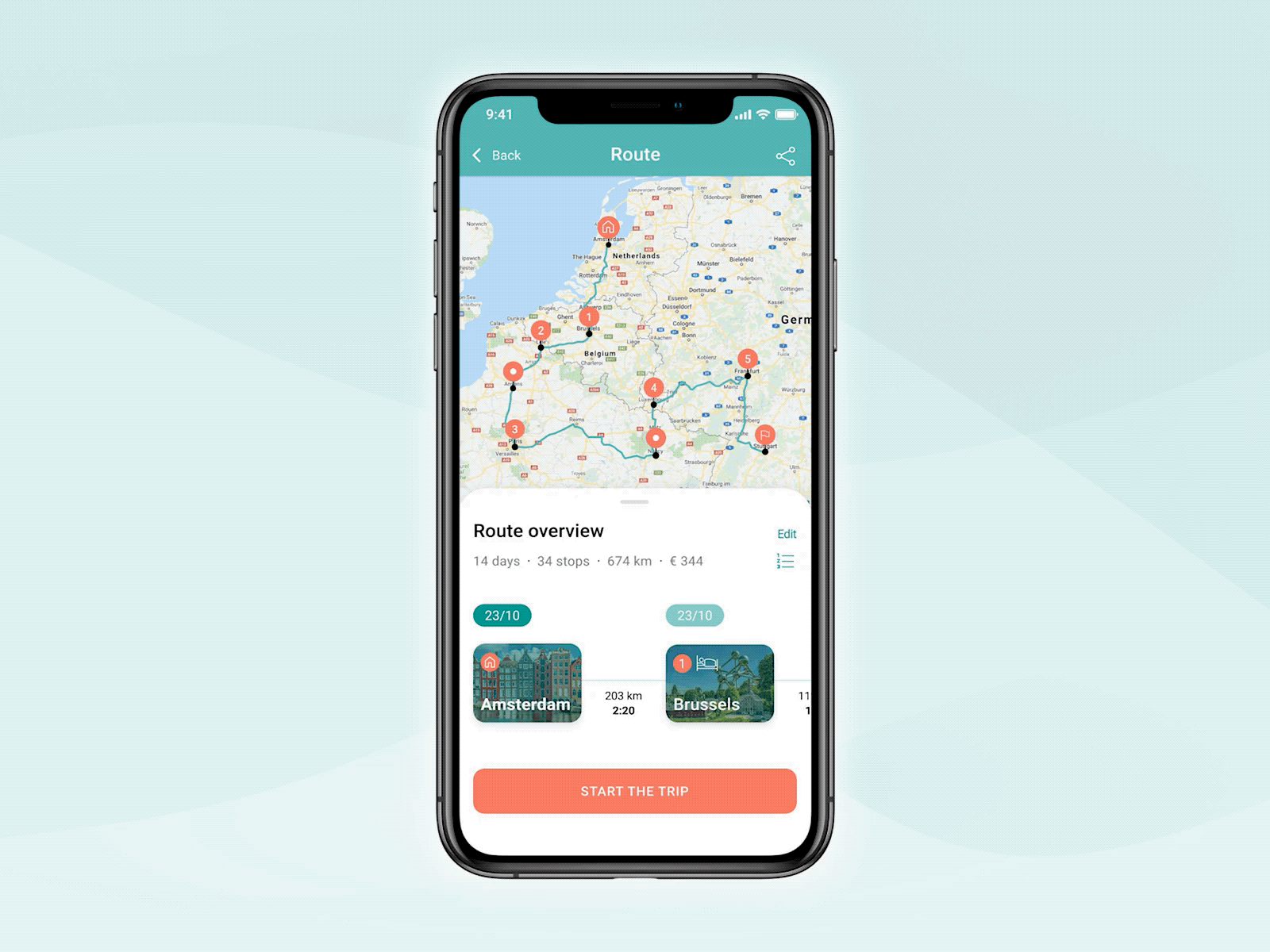 AutoPlan – Route planner for auto travellers animation app auto car design mobile planner route travel trip ui