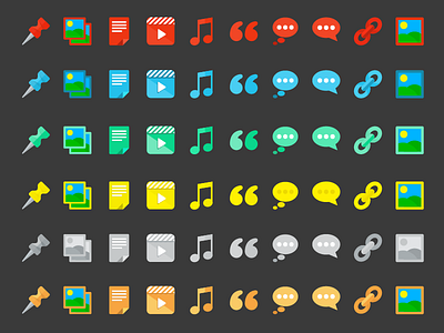 WP Post Format Icons aside chat colors document flat gallery icon icons image link music post formats pin quote status video