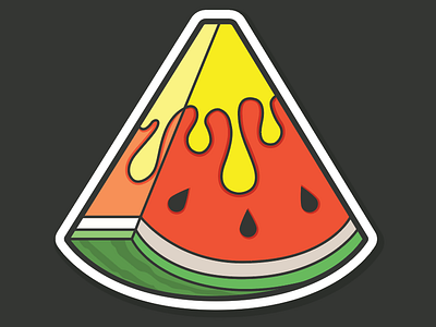 Colormelon drip flat fruit melon splash sticker watermelon