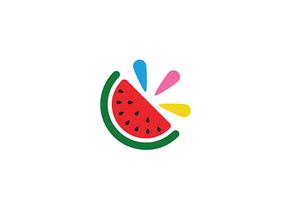 Colormelon #2 flat fruit logo melon simple splash watermelon