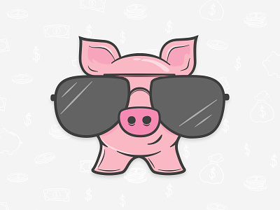 Theme Bargains Mascot cool dude illustration mascot pig piggy bank pork ray ban sunglasses